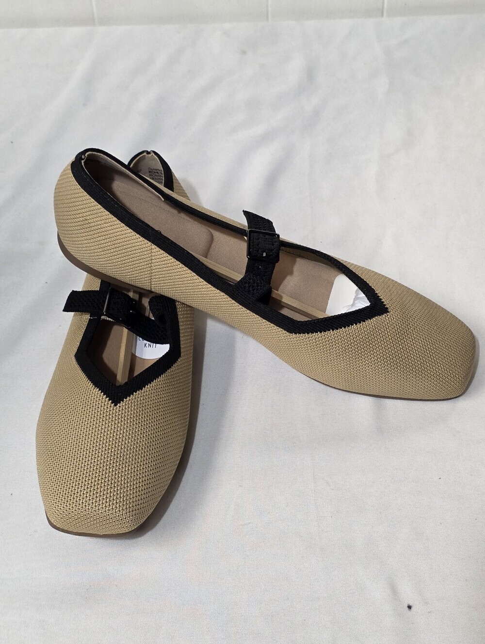 croft & barrow Romina Taupe Comfort Knit Square Toe Mary Jane Flats Size 9.5 - Picture 5 of 12